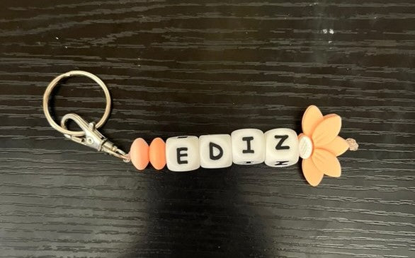 Porte clé personalisé perles silicone