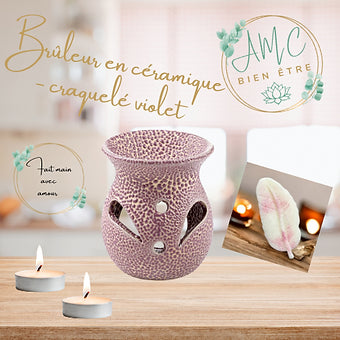Brûleur en céramique - craquelé violet