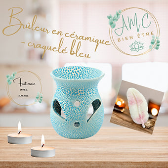 Brûleur en céramique - craquelé bleu
