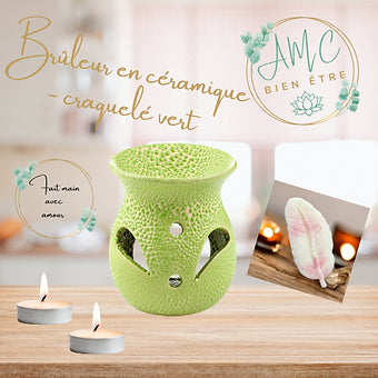 Brûleur en céramique - craquelé vert