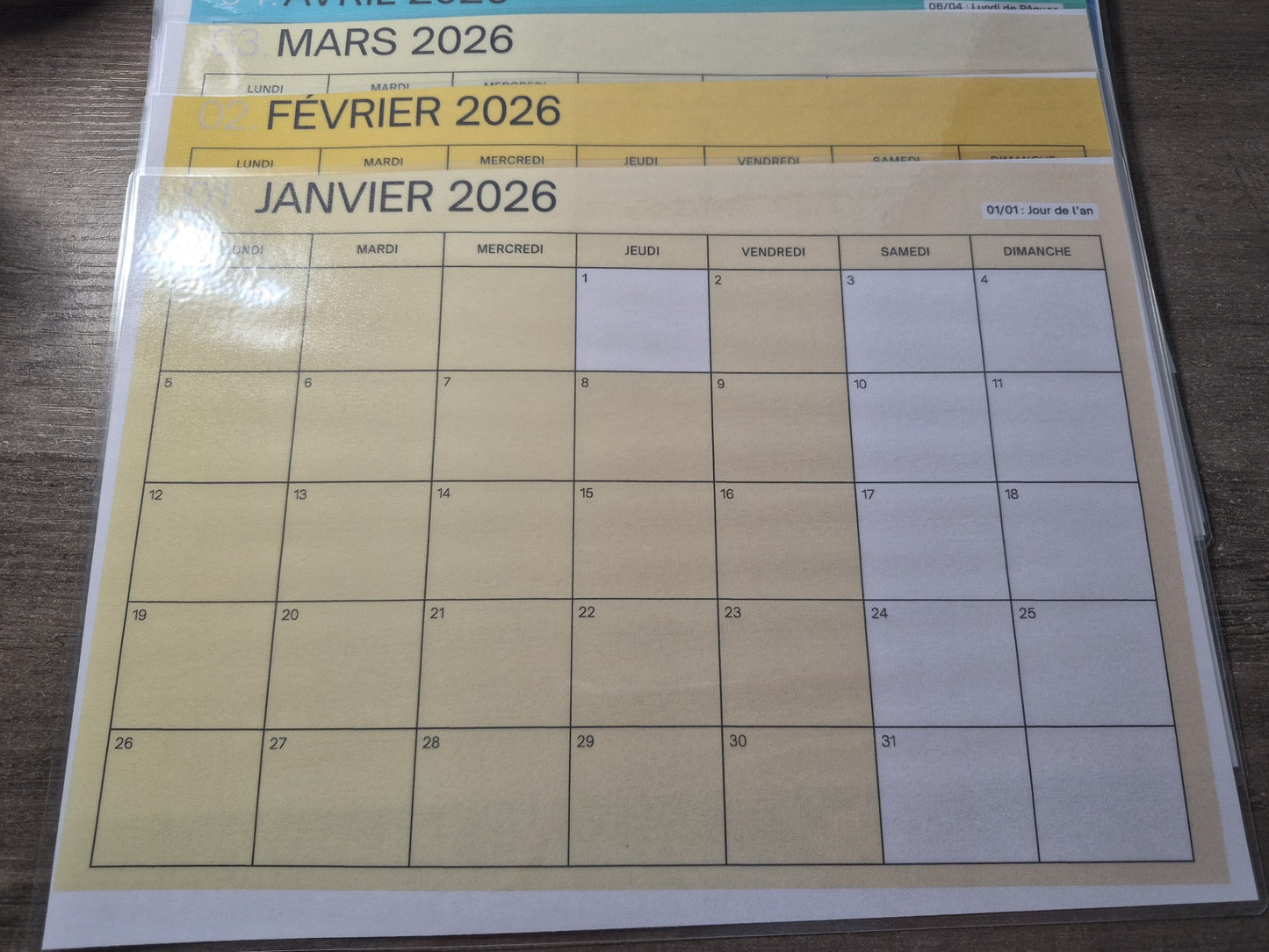 calendrier annuel pour rendez vous