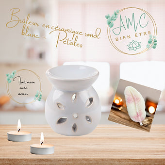 Brûleur  en céramique rond  blanc  - Pétales