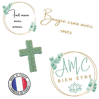 Bougie croix avec  roses